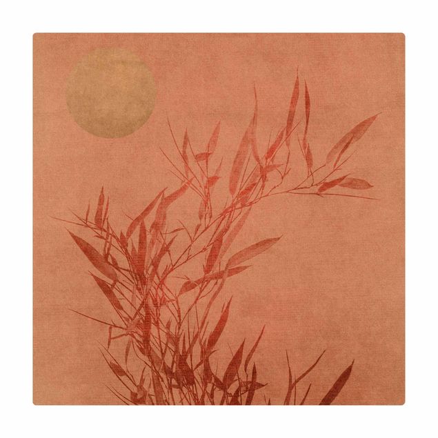 Kubistika Bilder Goldene Sonne mit Rosa Bambus