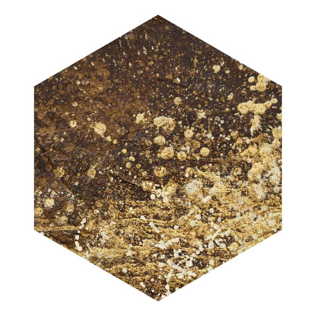 Hexagon Mustertapete selbstklebend - Goldene Unruhe