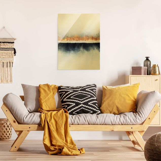 Wandbilder Kunstdrucke Goldener Horizont Aquarell