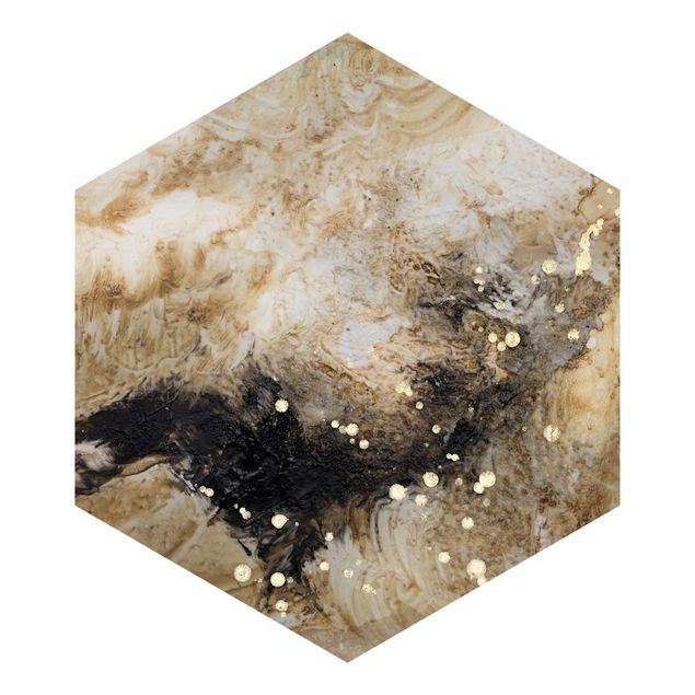 Hexagon Mustertapete selbstklebend - Goldener Treibsand I