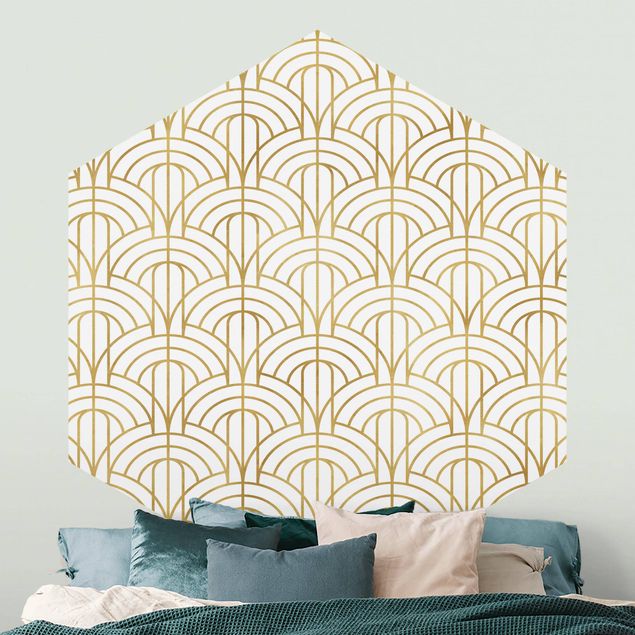Tapete geometrisch Goldenes Art Deco Muster XXL