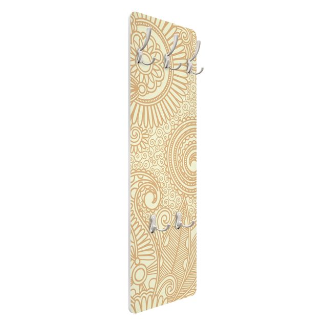 Garderobe Mandala - Goldwiese 139x46x2cm - Blumen Muster Weiß