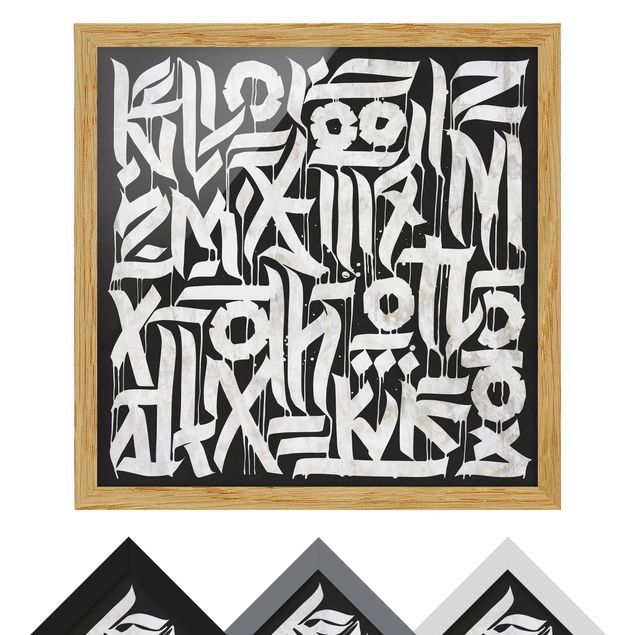 Bilder mit Rahmen Graffiti Art Calligraphy Schwarz