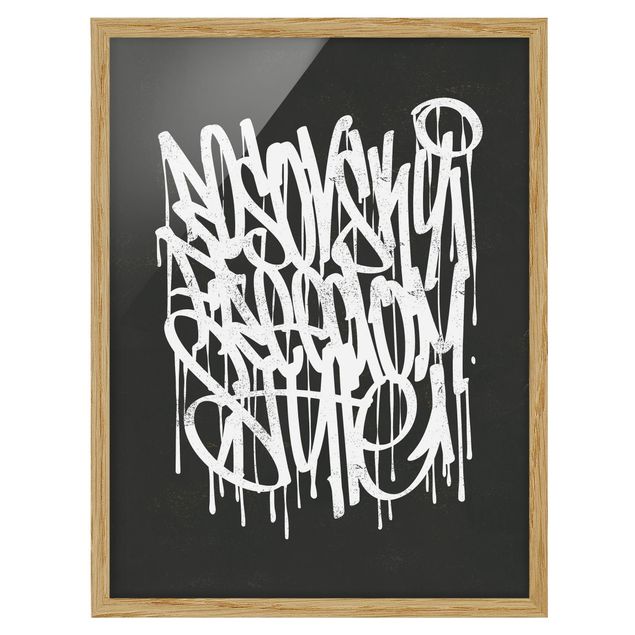Wandbilder Schwarz-Weiß Graffiti Art Freedom Style