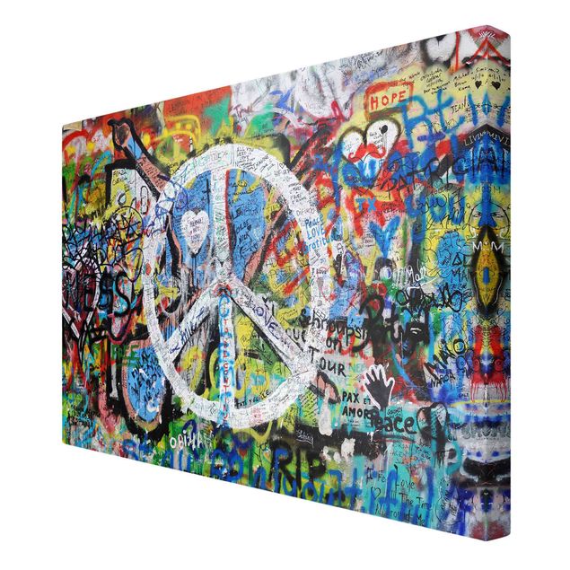Wall 3:2 - Graffiti Leinwandbild - - Sign Querformat Peace
