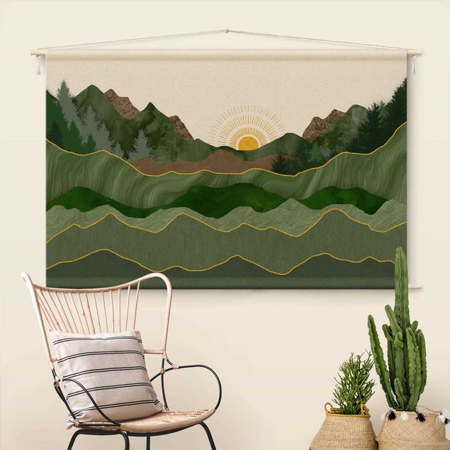 Wandbilder Fische Grafische Landschaft mit Sonne