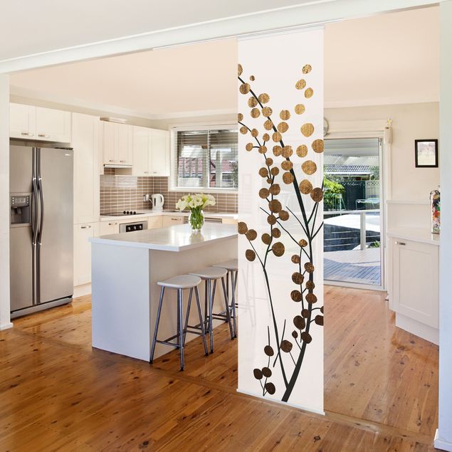 Wanddeko Küche Grafische Pflanzenwelt - Beeren Gold