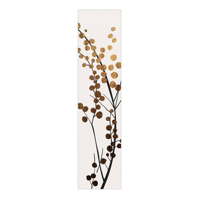 Schiebevorhang Blumen Grafische Pflanzenwelt - Beeren Gold