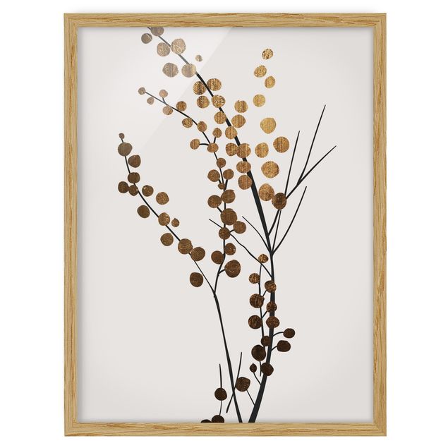 Wandbilder Floral Grafische Pflanzenwelt - Beeren Gold