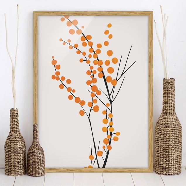 Wanddeko Küche Grafische Pflanzenwelt - Beeren Orange