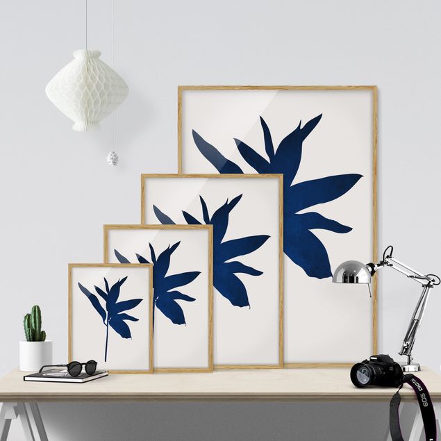 Wandbilder Blumen Grafische Pflanzenwelt - Blau