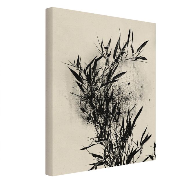 Leinwandbilder Blumen Grafische Pflanzenwelt - Schwarzer Bambus