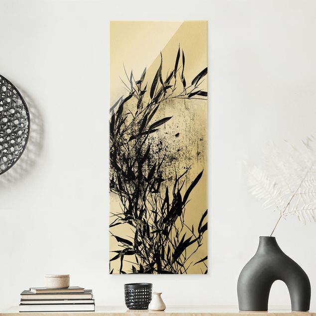 Wanddeko Küche Grafische Pflanzenwelt - Schwarzer Bambus
