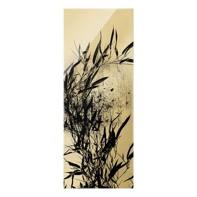 Blumen Glasbilder Grafische Pflanzenwelt - Schwarzer Bambus