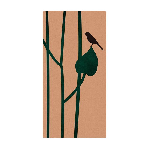 Kubistika Bilder Grafische Pflanzenwelt - Vogel auf Blatt