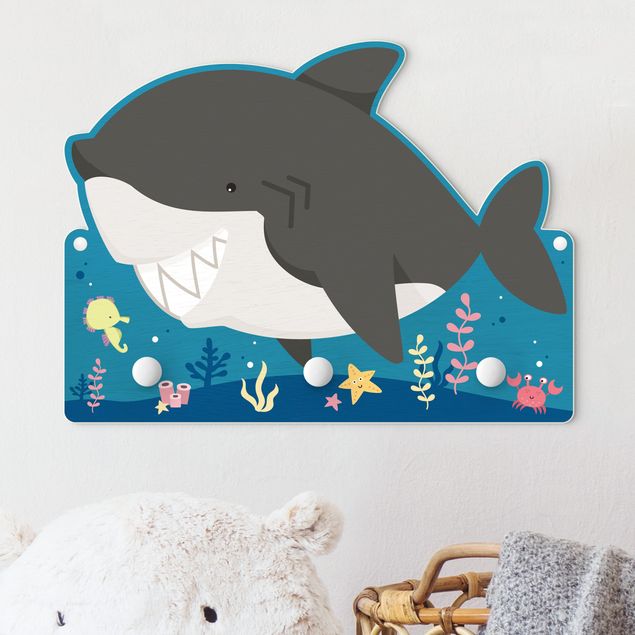 Kinderzimmer Deko Grinsender Hai im Meer