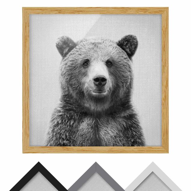 Wandbilder Schwarz-Weiß Grizzlybär Gustel Schwarz Weiß