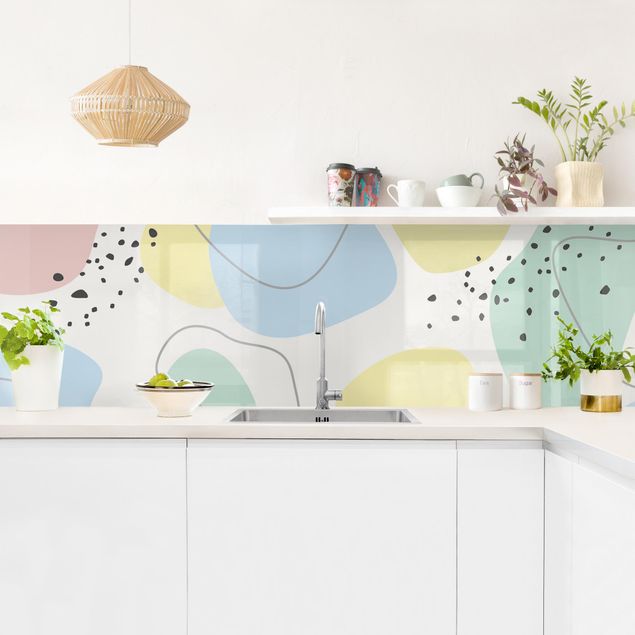 Glasrückwand Küche Große geometrische Formen - Pastell
