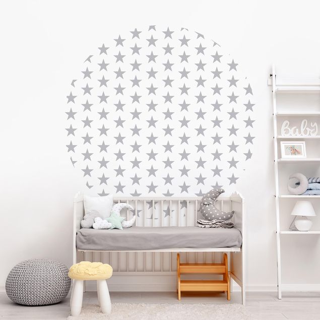 Babyzimmer Deko Große graue Sterne auf Weiß