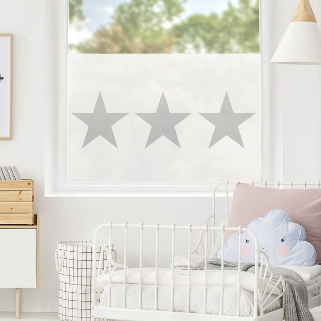 Fensterfolie - Sichtschutz - Große graue Sterne auf Weiß - Fensterbilder