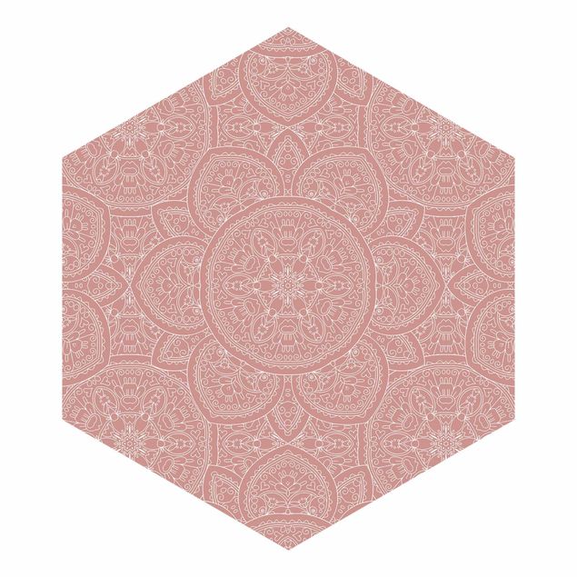 Fototapete gruen Große Mandala Muster in Altrosa