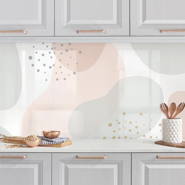 Glasrückwand Küche Große Pastell Kreisformen mit Punkten