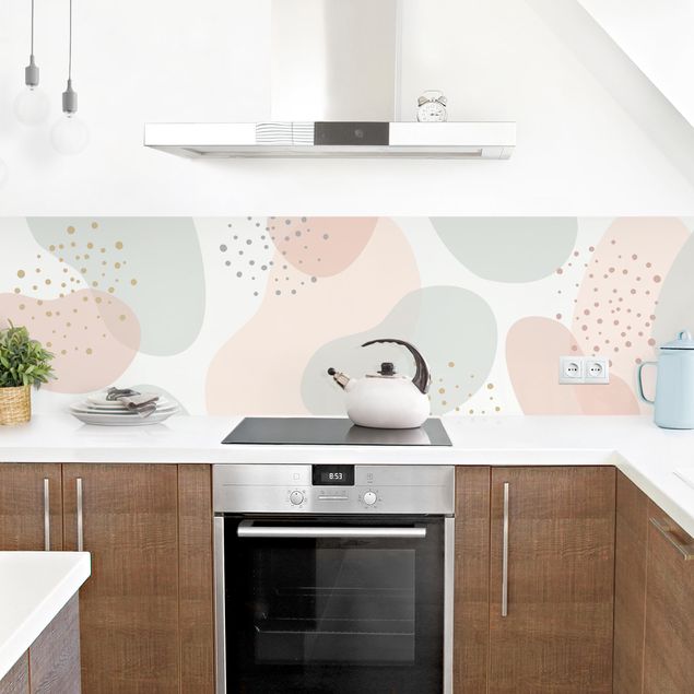 Küchenrückwand Folie Große Pastell Kreisformen mit Punkten