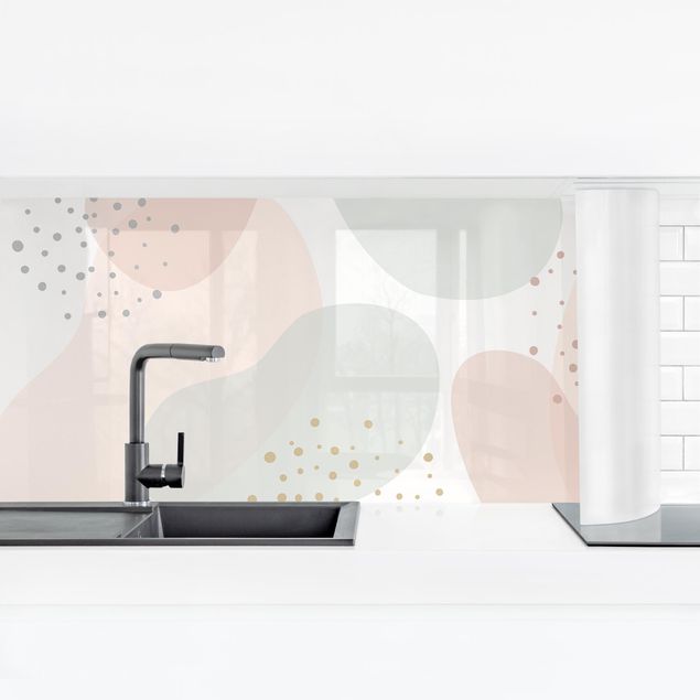 Küchenrückwand - Große Pastell Kreisformen mit Punkten