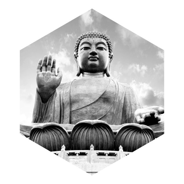 Fototapete kaufen Großer Buddha Schwarz-Weiß