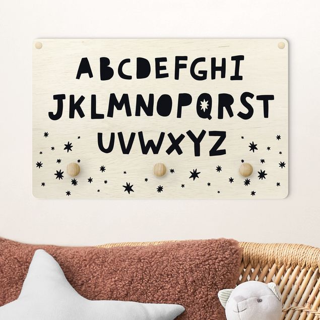 Kinderzimmer Deko Großes Alphabet mit Sternen Schwarz