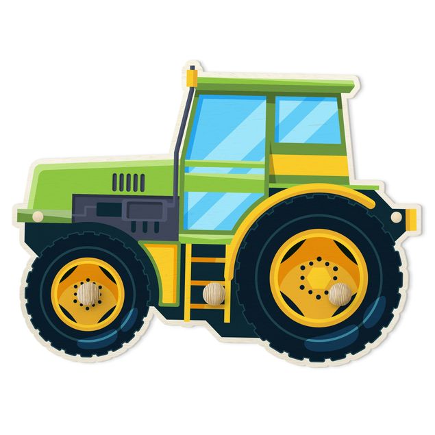 Kindergarderobe Holz - Grüner Traktor