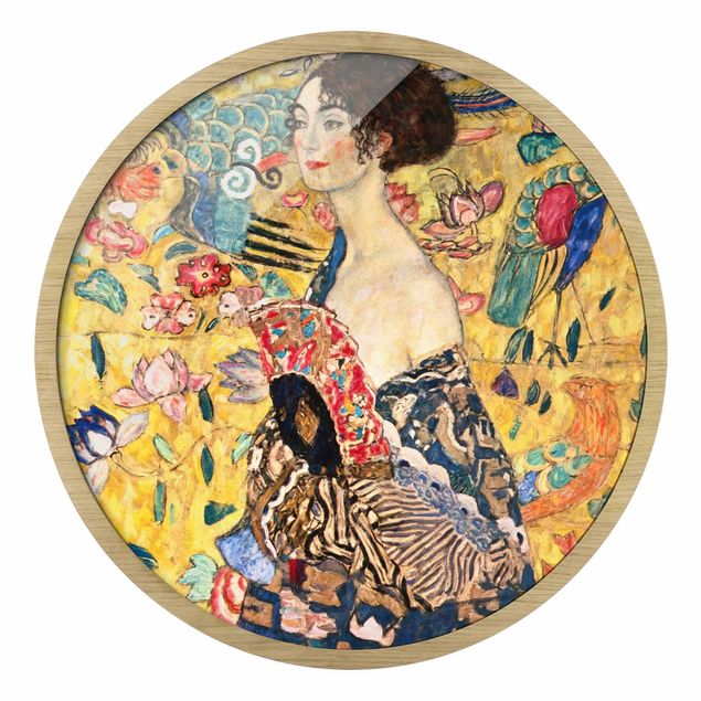 Wandbilder Kunstdrucke Gustav Klimt - Dame mit Fächer