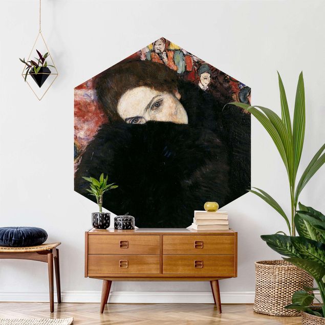 Fototapete modern Gustav Klimt - Dame mit Muff