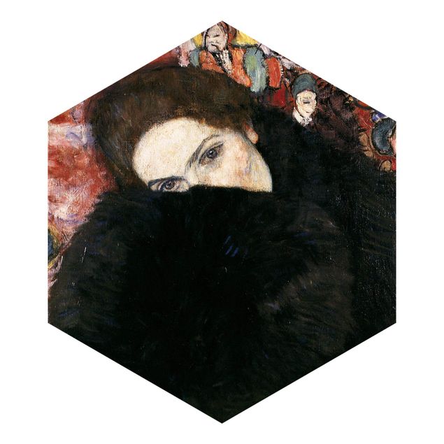 Fototapete schwarz Gustav Klimt - Dame mit Muff
