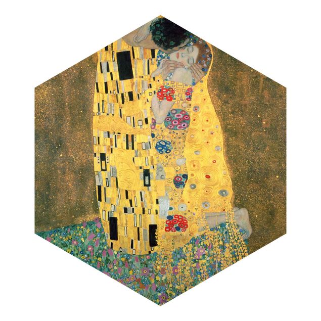 Hexagon Tapete Gustav Klimt - Der Kuß