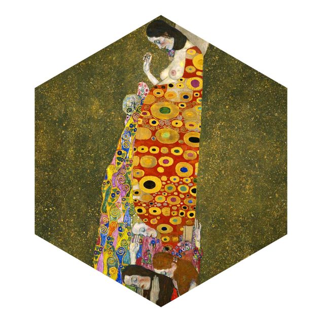 Hexagon Tapete Gustav Klimt - Die Hoffnung II