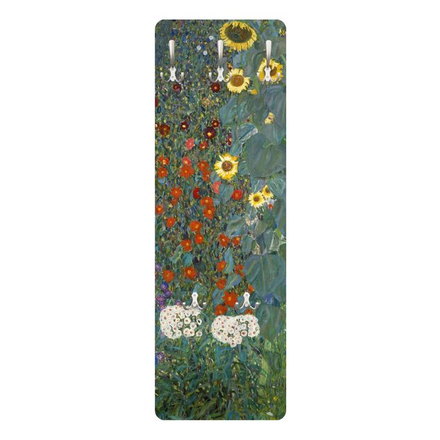 Wandgarderobe grün Gustav Klimt - Garten Sonnenblumen