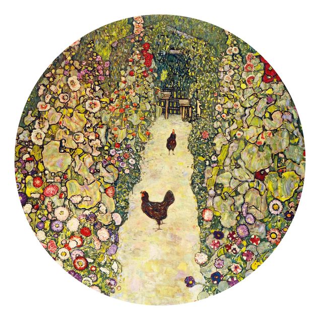 Fototapete modern Gustav Klimt - Gartenweg mit Hühnern