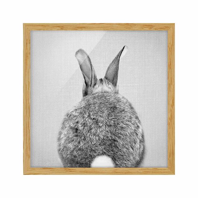 Wandbilder Modern Hase von hinten Schwarz Weiß