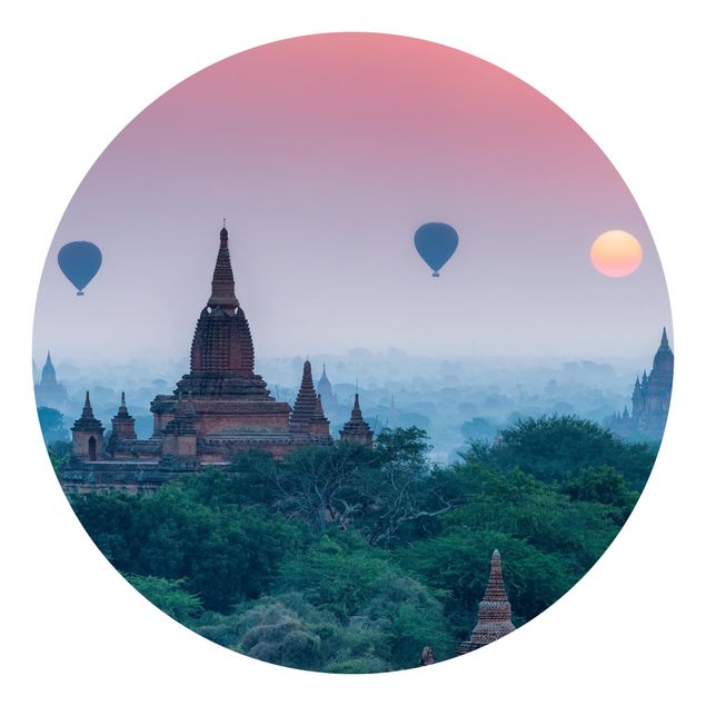 Fototapete Heißluftballons über Tempelanlage