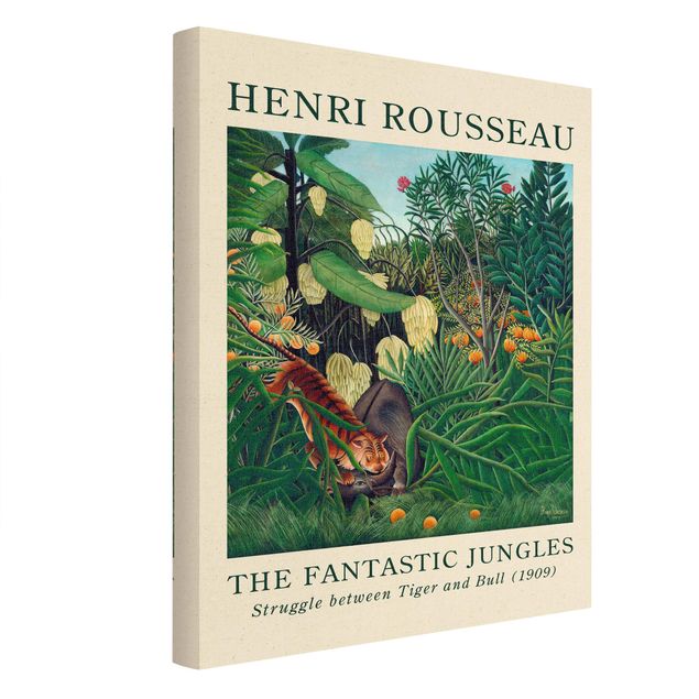 Wandbilder Grün Henri Rousseau - Kampf zwischen Tiger und Büffel - Museumsedition