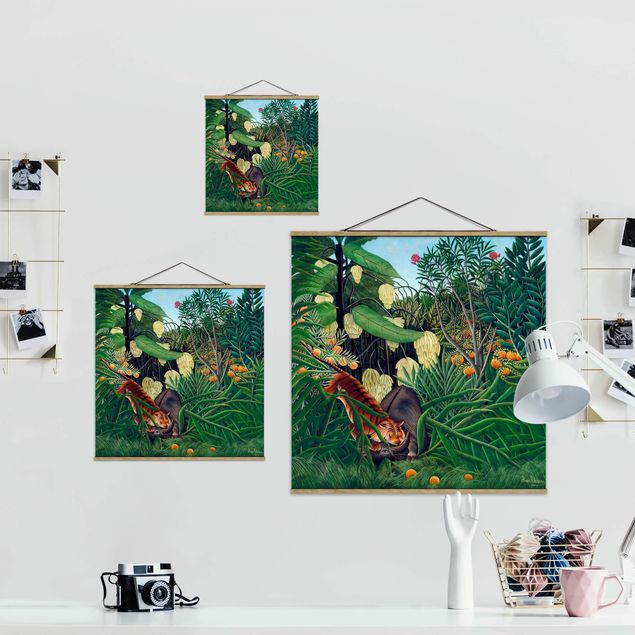 Wandbilder Blumen Henri Rousseau - Kampf zwischen Tiger und Büffel