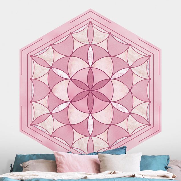 Küchen Deko Hexagonales Mandala in Rosa
