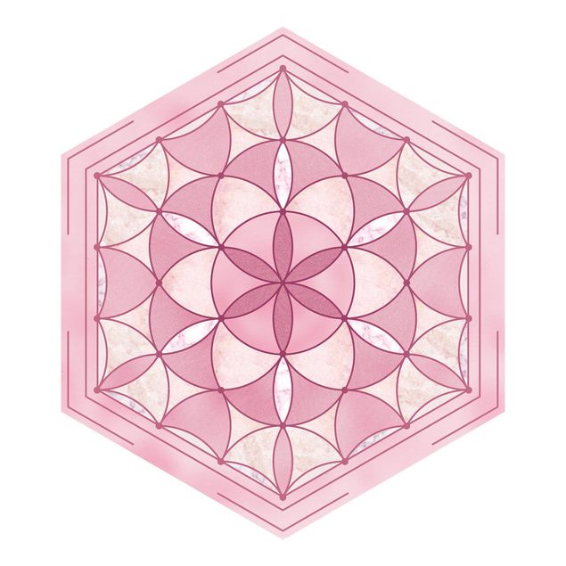 Fototapete kaufen Hexagonales Mandala in Rosa