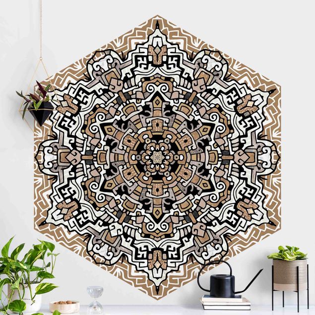 Wanddeko Küche Hexagonales Mandala mit Details