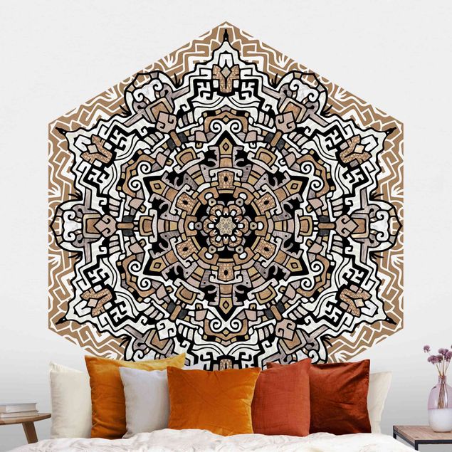 Retro Tapete Hexagonales Mandala mit Details