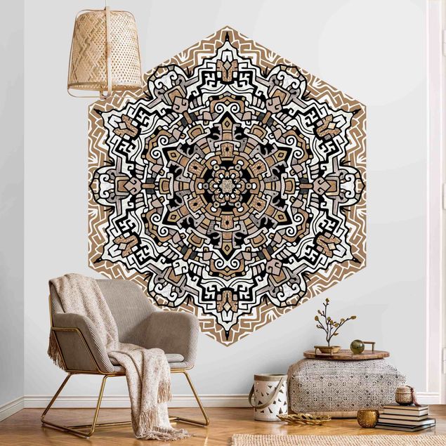 moderne Fototapete Hexagonales Mandala mit Details