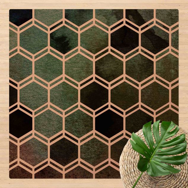 Teppich modern Hexagonträume Aquarell in Grün