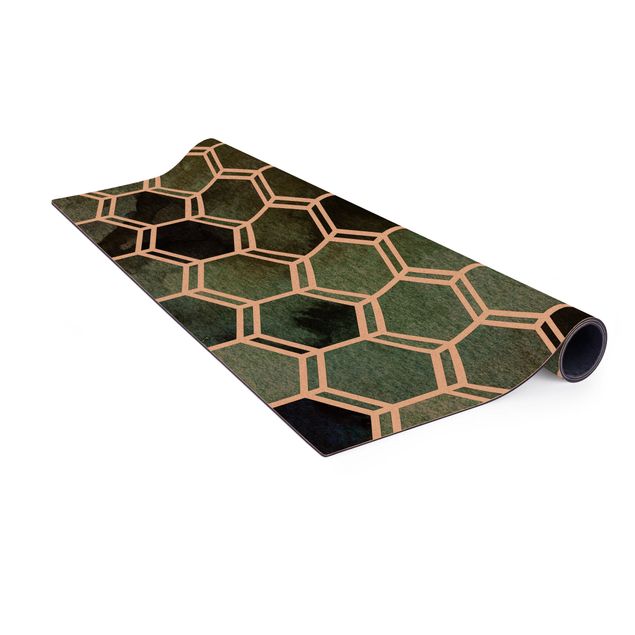 Teppich klein Hexagonträume Aquarell in Grün