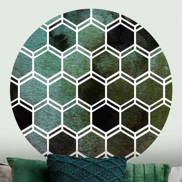 Küche Dekoration Hexagonträume Aquarell in Grün
